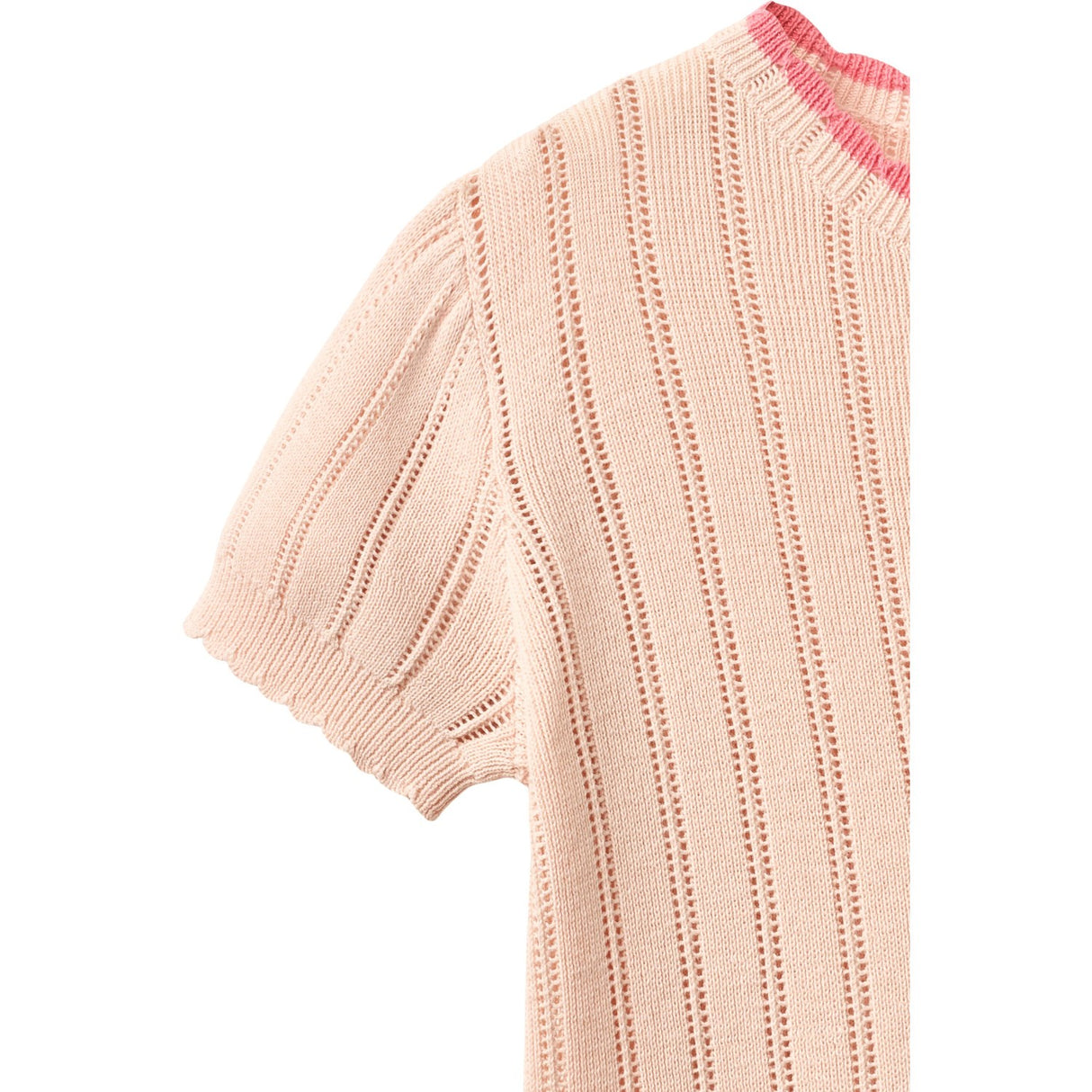 COPENHAGEN COLORS Dusty Rose Strikket Pointelle Ss Bluse