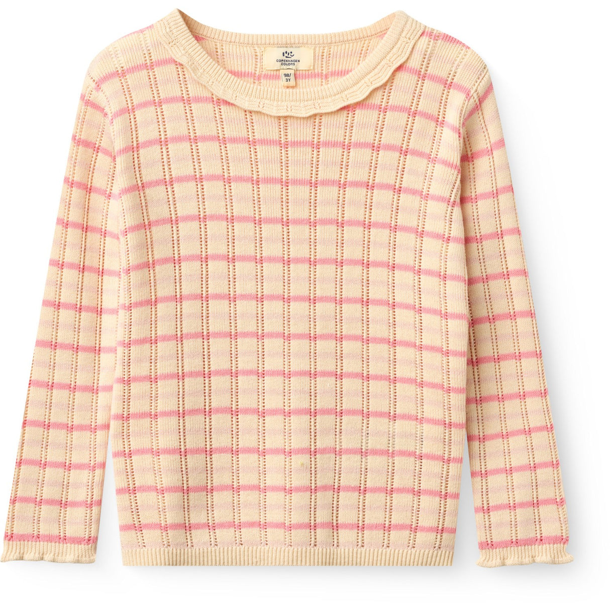 COPENHAGEN COLORS Pink Comb. Strikket Stripe Pointelle Ls Bluse