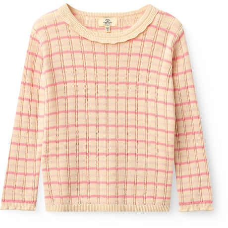 COPENHAGEN COLORS Pink Comb. Strikket Stripe Pointelle Ls Bluse