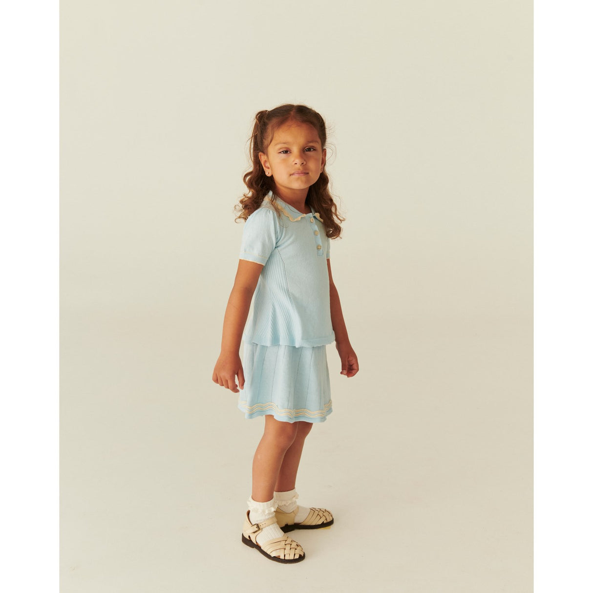 COPENHAGEN COLORS Ice Blue/Cream Comb. Strikket Tennis Skjørt