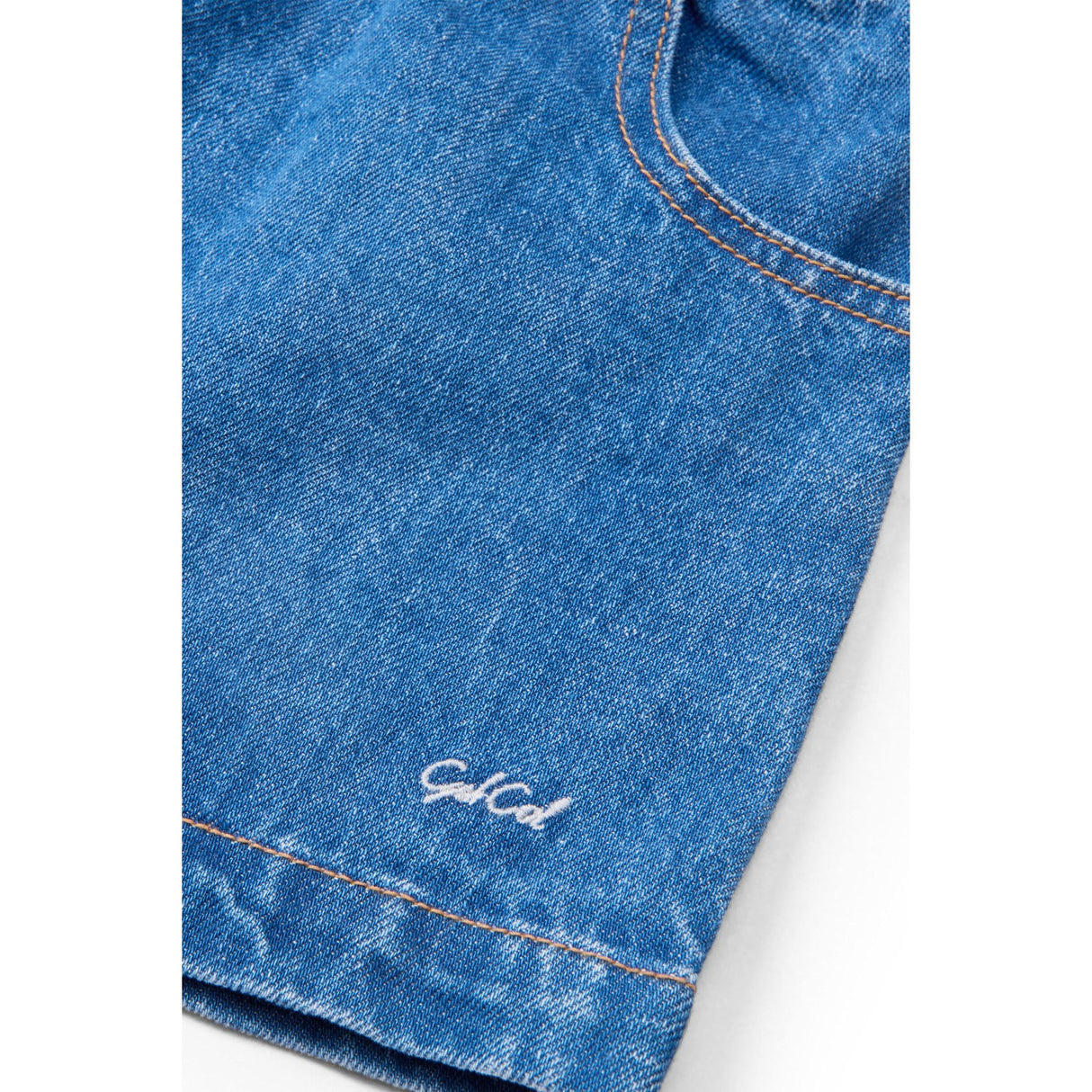 COPENHAGEN COLORS Indigo Blue Washed Organic Pocket Skjørt