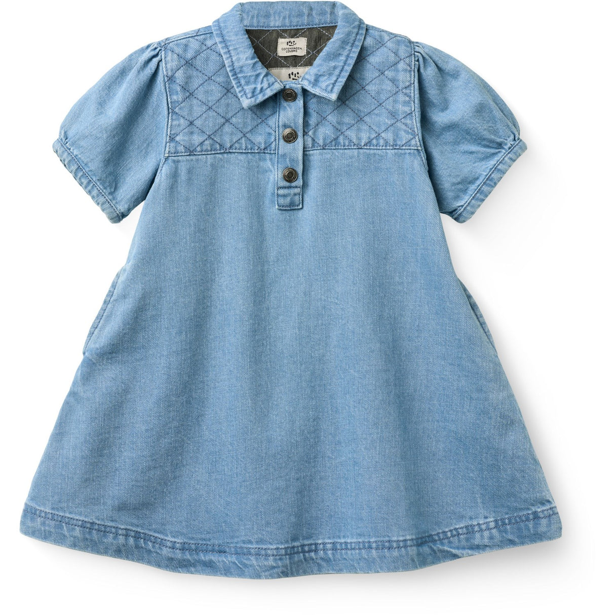 COPENHAGEN COLORS Lt. Washed Blue Quilt Organic Vattert Denim Kjole