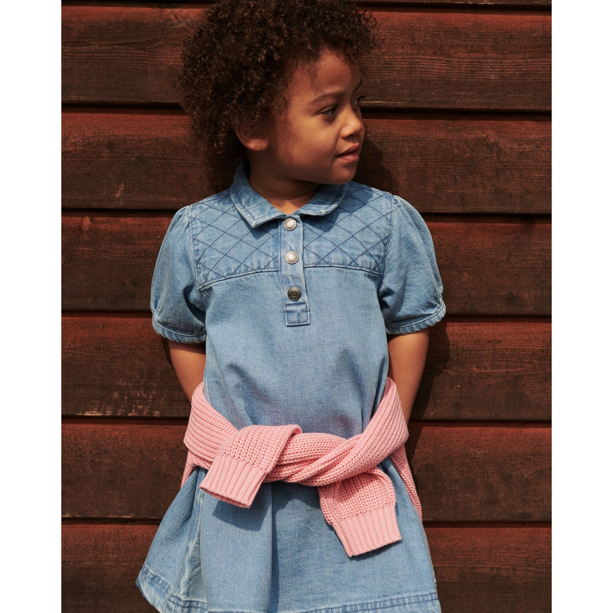 COPENHAGEN COLORS Lt. Washed Blue Quilt Organic Vattert Denim Kjole