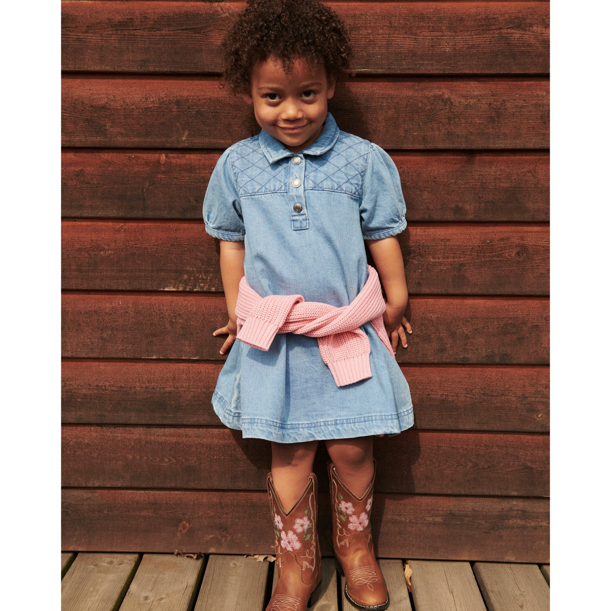 COPENHAGEN COLORS Lt. Washed Blue Quilt Organic Vattert Denim Kjole