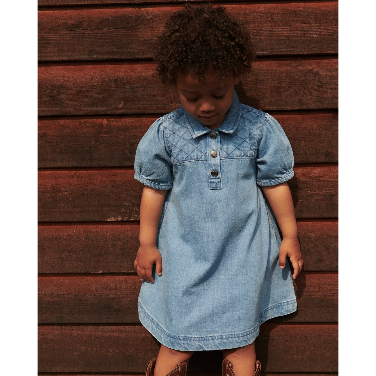 COPENHAGEN COLORS Lt. Washed Blue Quilt Organic Vattert Denim Kjole