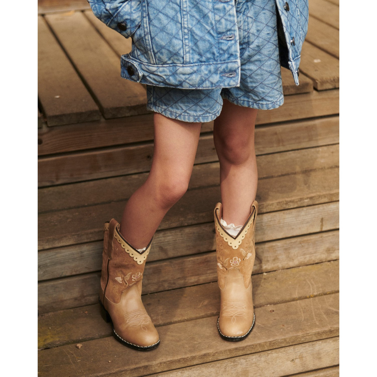 COPENHAGEN COLORS Lt. Washed Blue Quilt Organic Vattert Denim Shorts