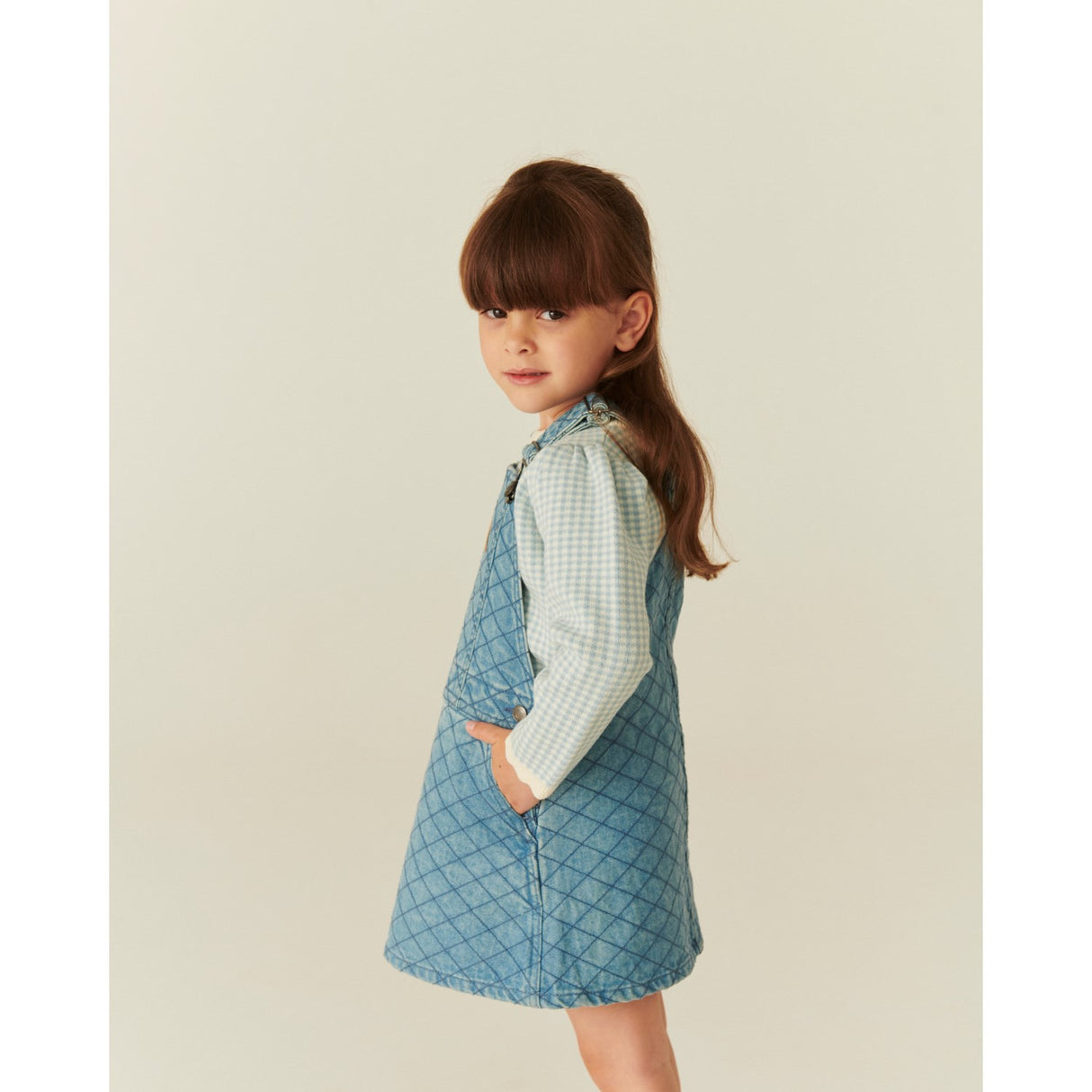 COPENHAGEN COLORS Lt. Washed Blue Quilt Organic Vattert Denim Spencer Kjole