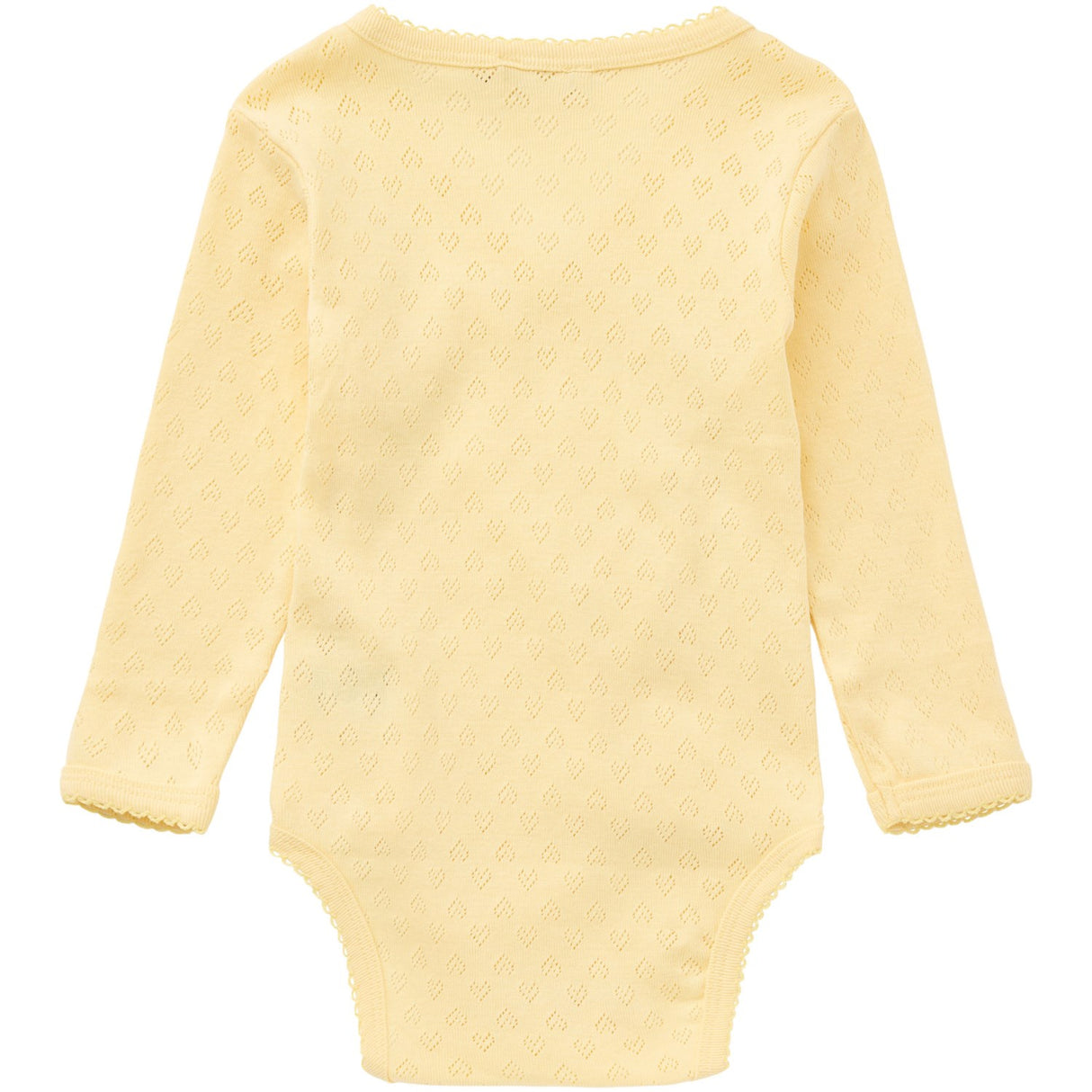 COPENHAGEN COLORS Pale Yellow Pointelle Heart Crossover Body Ls