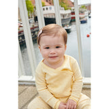 COPENHAGEN COLORS Pale Yellow Pointelle Heart Crossover Body Ls