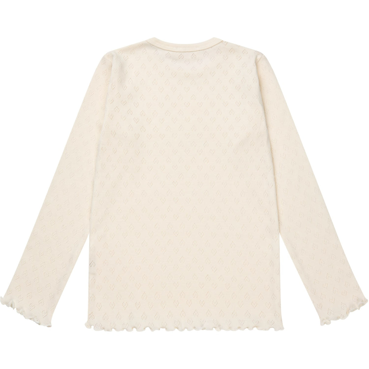 COPENHAGEN COLORS Cream Pointelle Heart Ls Tee