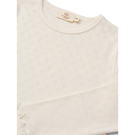 COPENHAGEN COLORS Cream Pointelle Heart Ls Tee