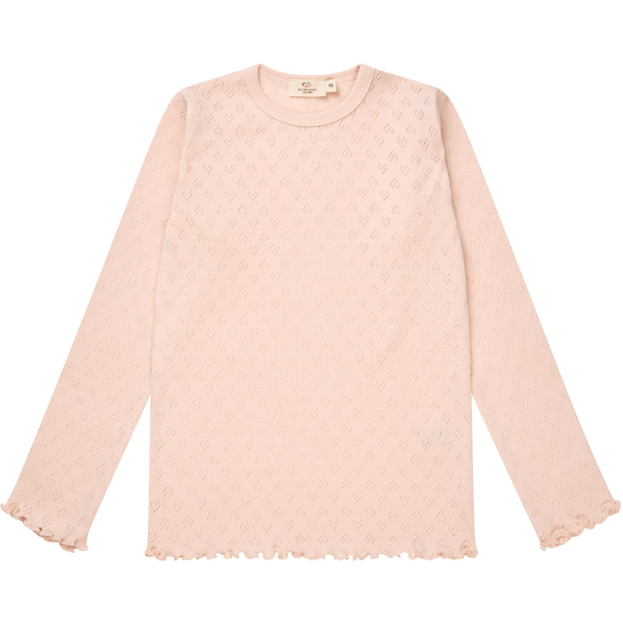 COPENHAGEN COLORS Dusty Rose Pointelle Heart Ls Tee