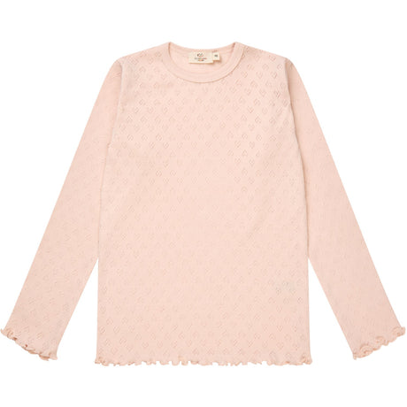 COPENHAGEN COLORS Dusty Rose Pointelle Heart Ls Tee