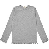 COPENHAGEN COLORS Grey Mel. Pointelle Heart Ls Tee