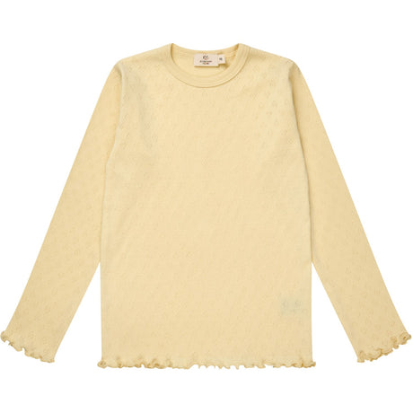 COPENHAGEN COLORS Lt. Yellow Pointelle Heart Ls Tee