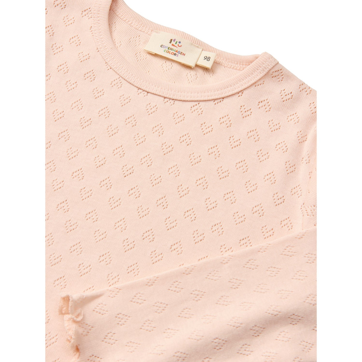 COPENHAGEN COLORS Dusty Rose Pointelle Heart Ls Tee