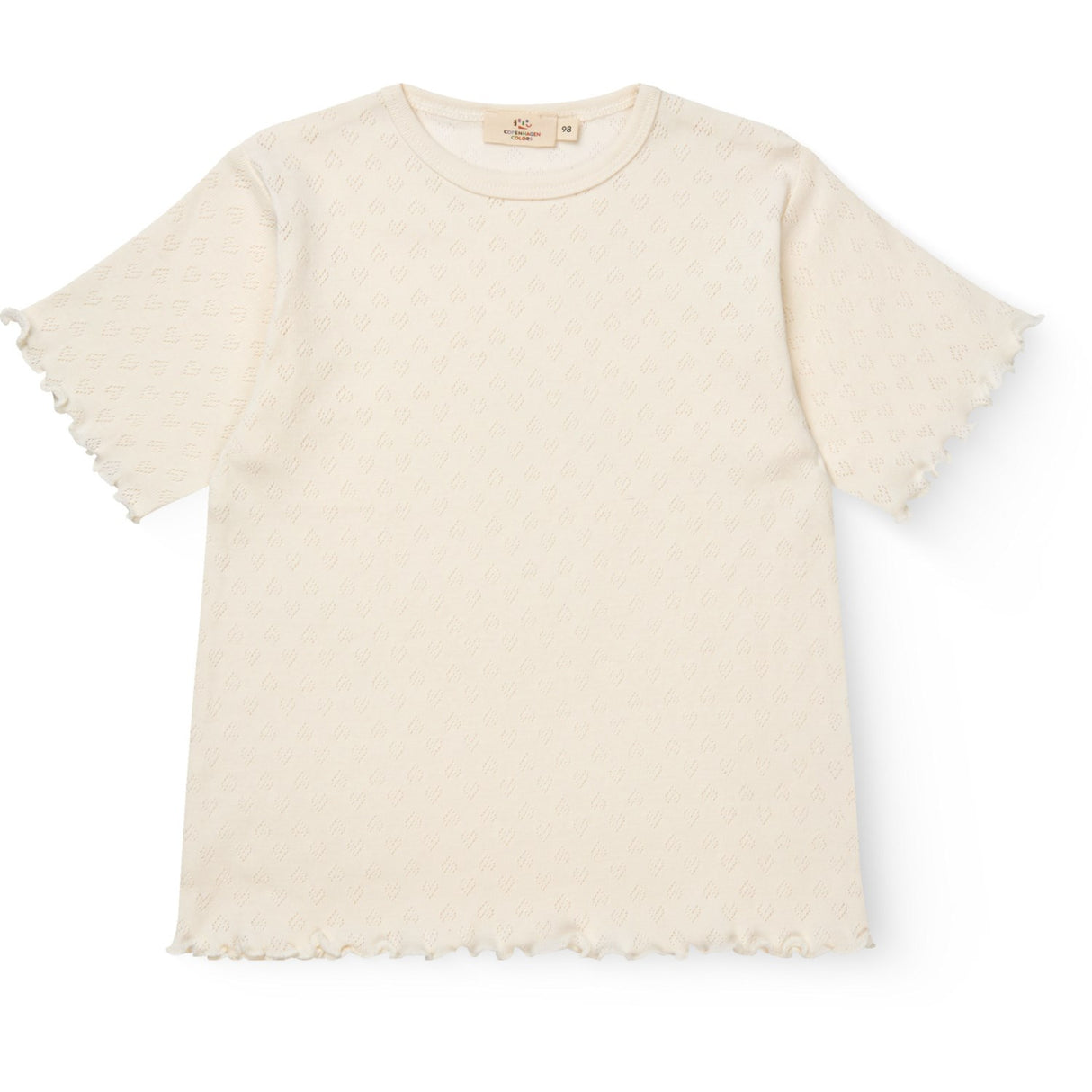 COPENHAGEN COLORS Cream Pointelle Heart T-Shirt