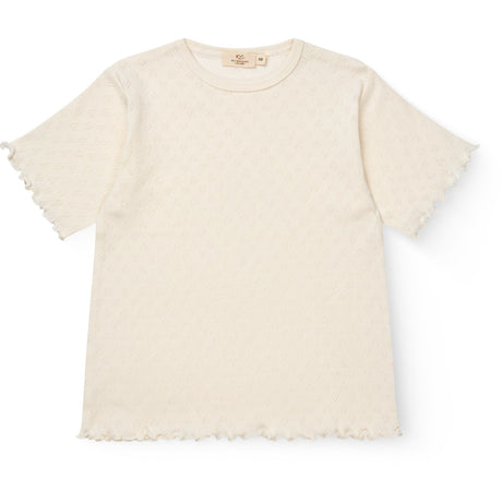 COPENHAGEN COLORS Cream Pointelle Heart T-Shirt