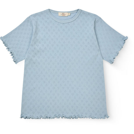 COPENHAGEN COLORS Dusty Blue Pointelle Heart T-Shirt