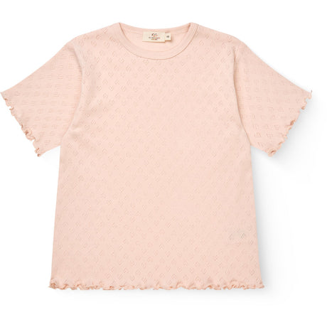 COPENHAGEN COLORS Dusty Rose Pointelle Heart T-Shirt