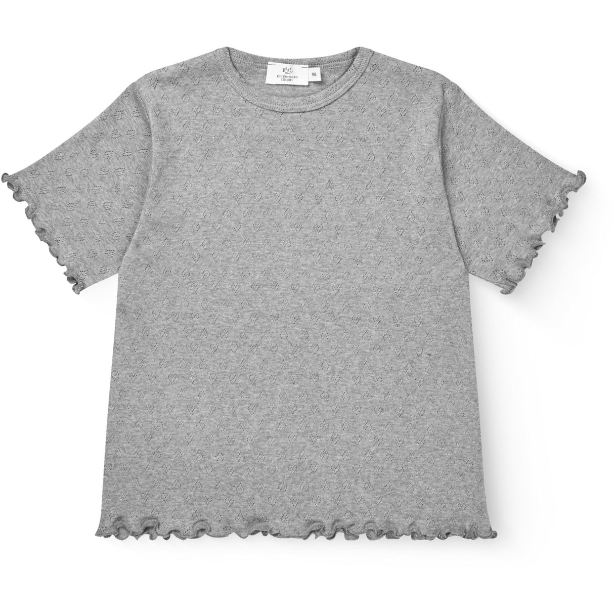 COPENHAGEN COLORS Grey Mel. Pointelle Heart T-Shirt