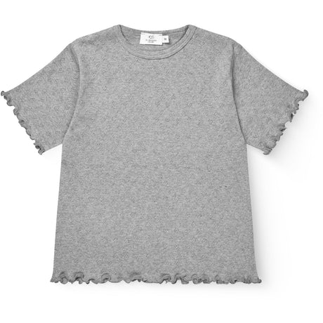 COPENHAGEN COLORS Grey Mel. Pointelle Heart T-Shirt