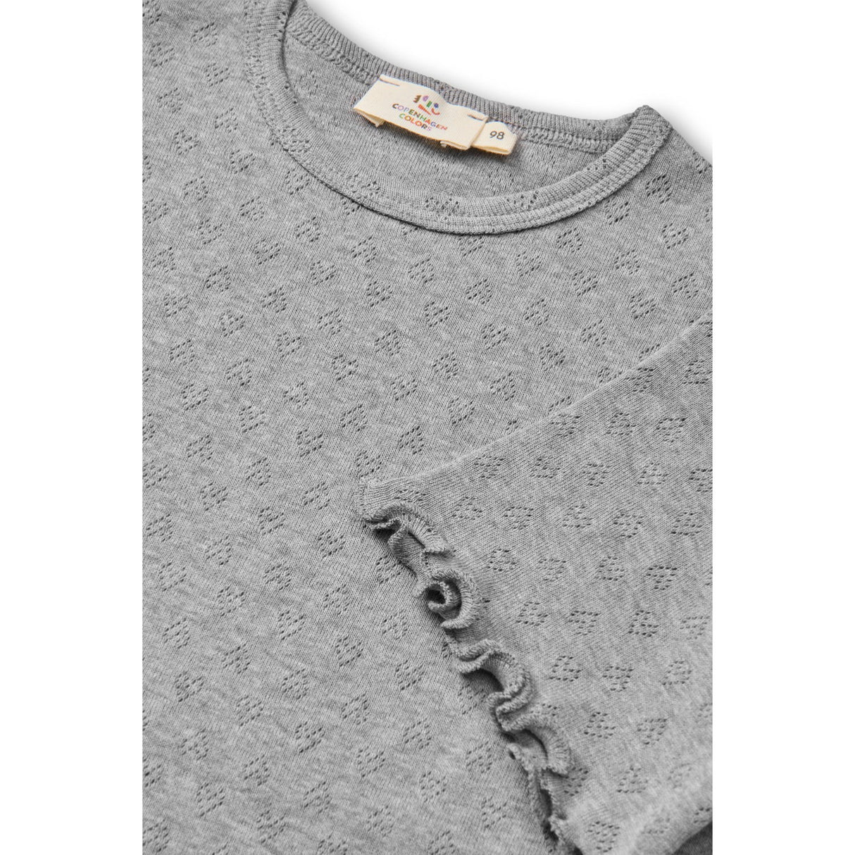 COPENHAGEN COLORS Grey Mel. Pointelle Heart T-Shirt