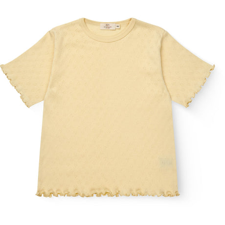 COPENHAGEN COLORS Pale Yellow Pointelle Heart T-Shirt