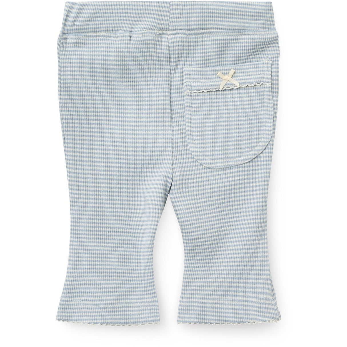 COPENHAGEN COLORS Dusty Blue Stripe Stripe Modal Rib Flare Pant W. Picot & Bue