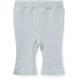 COPENHAGEN COLORS Dusty Blue Stripe Stripe Modal Rib Flare Pant W. Picot & Bue