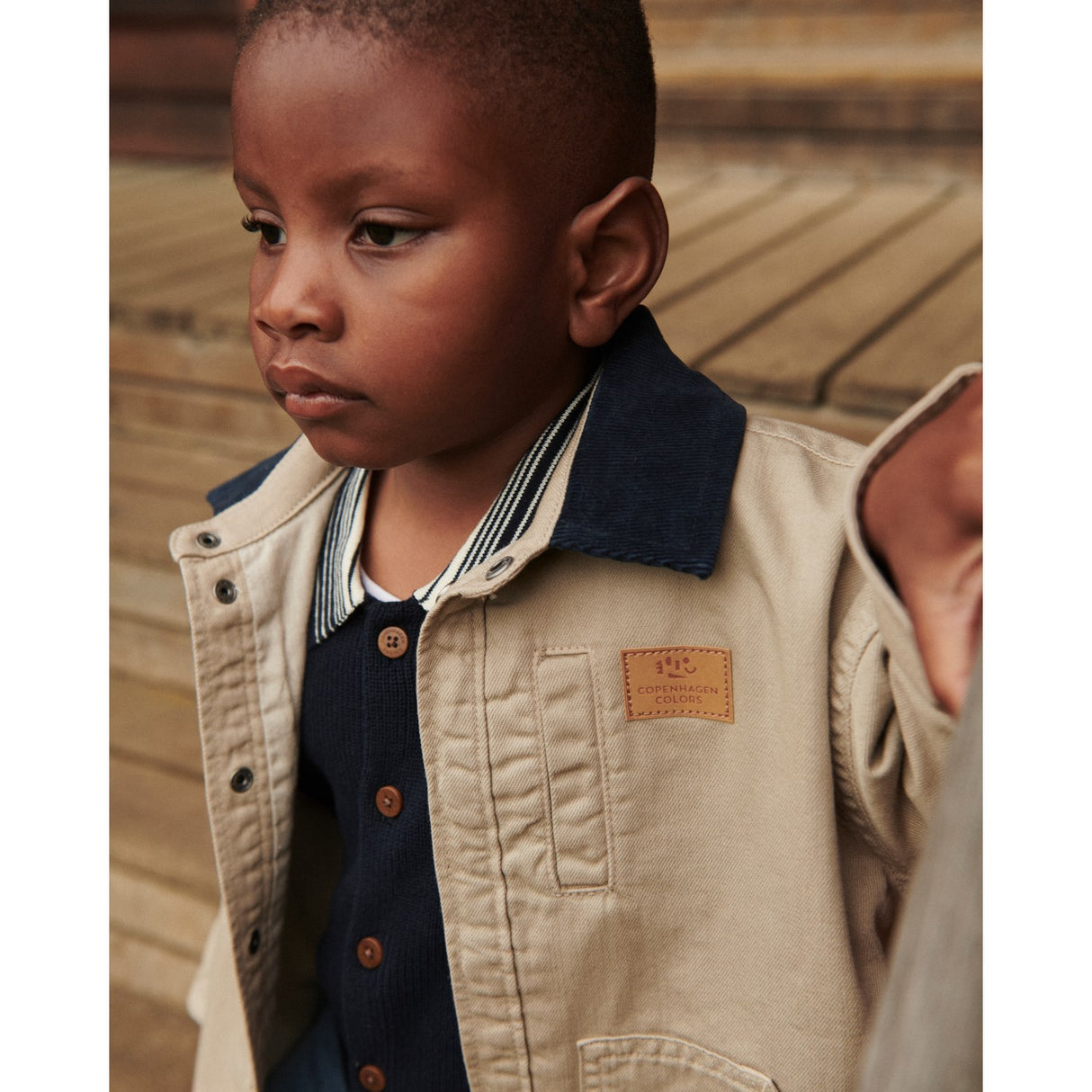 COPENHAGEN COLORS Beige Comb. Twill Jakke W. Corduroy Halsbånd