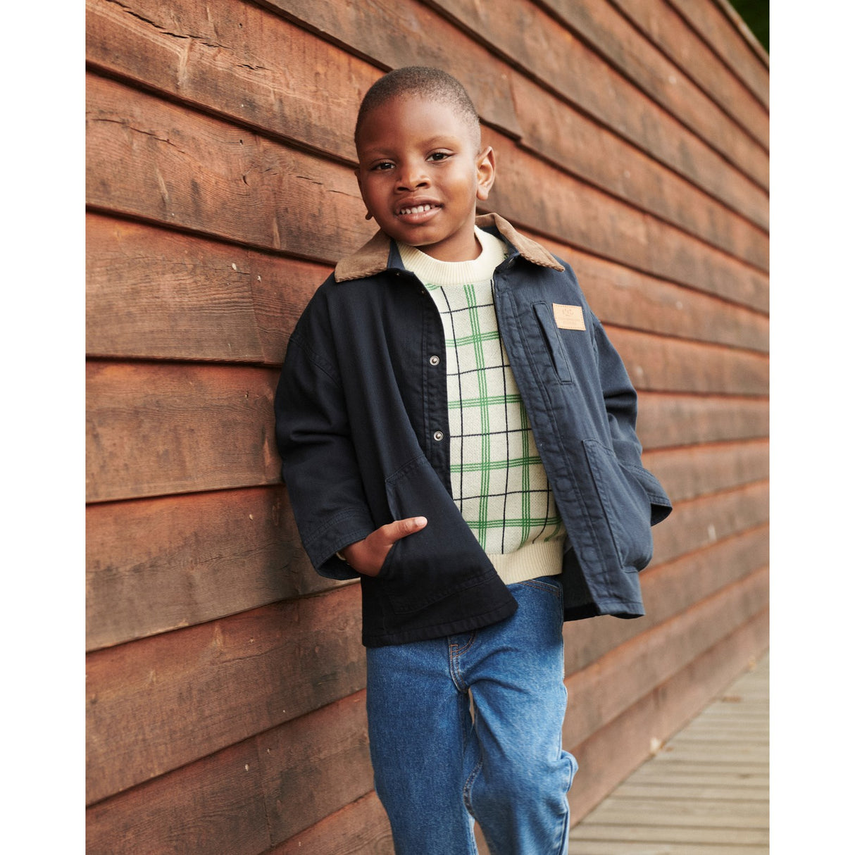 COPENHAGEN COLORS Navy Comb Twill Jakke W. Corduroy Halsbånd