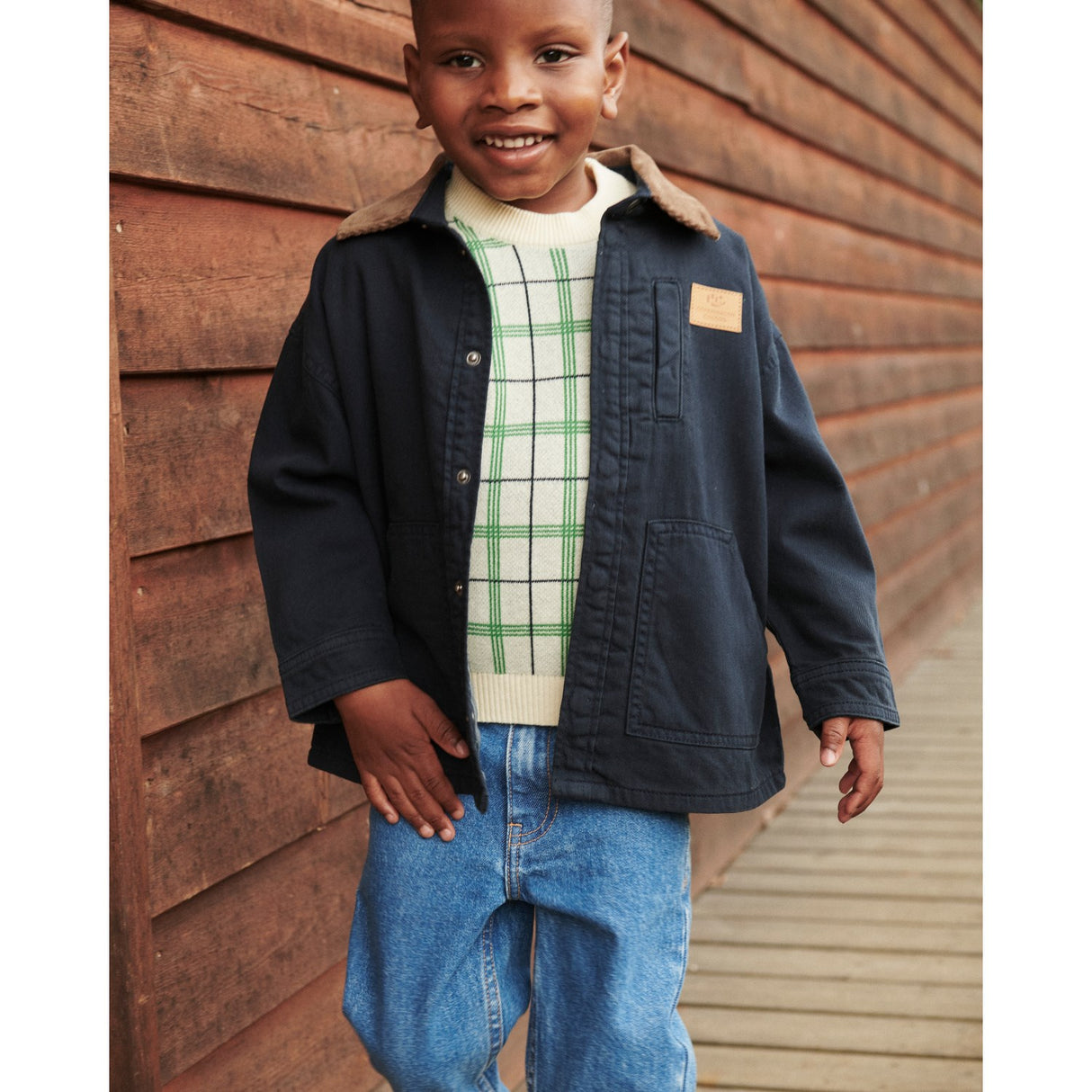 COPENHAGEN COLORS Navy Comb Twill Jakke W. Corduroy Halsbånd