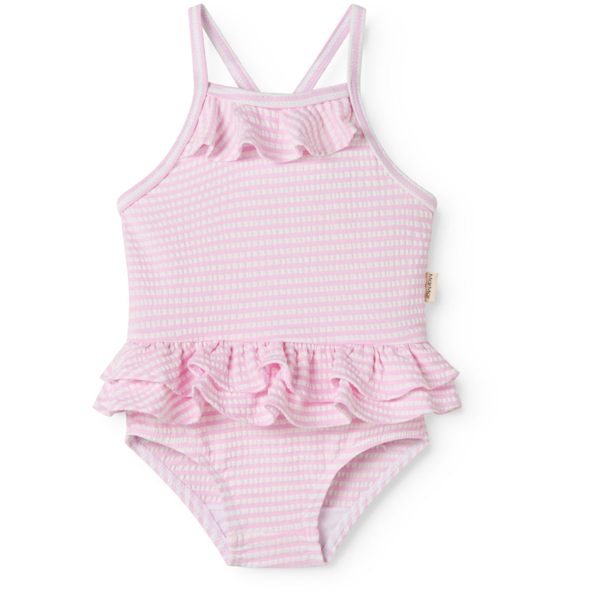 MarMar Seersucker Swim Pink Stripe Swinnie Bathing Drakt
