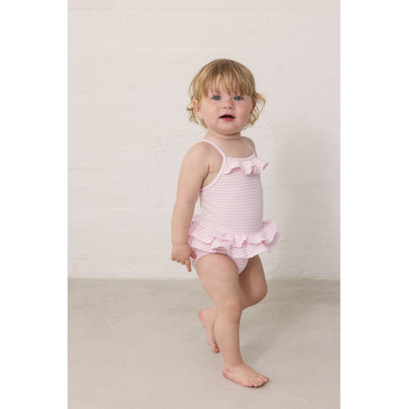 MarMar Seersucker Swim Pink Stripe Swinnie Bathing Drakt