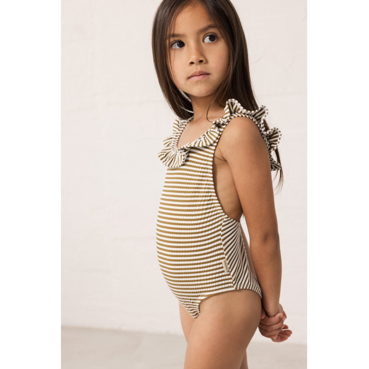 MarMar Seersucker Swim Dark Bronze Stripe Swilla Bathing Drakt