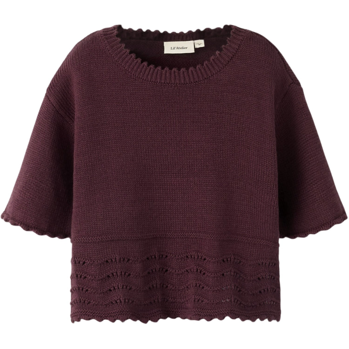Lil'Atelier Catawba Grape Nmflola Ss Strikk Topp Lil