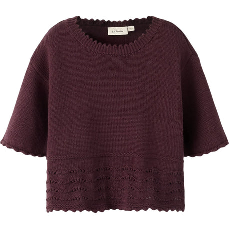 Lil'Atelier Catawba Grape Nmflola Ss Strikk Topp Lil