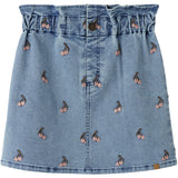 Lil'Atelier Medium Blue Denim Cherry Nmfdeva Loose Dnm Emb Skjørt 2024-Es Lil