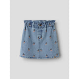 Lil'Atelier Medium Blue Denim Cherry Nmfdeva Loose Dnm Emb Skjørt 2024-Es Lil