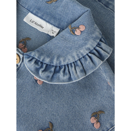 Lil'Atelier Medium Blue Denim Cherry Nmfdeva Loose Dnm Emb Jakke 2024-Es Lil