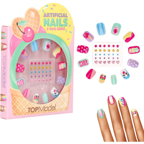TOPModel Candy Glam Artificial Nails Og Deco Stone Sett