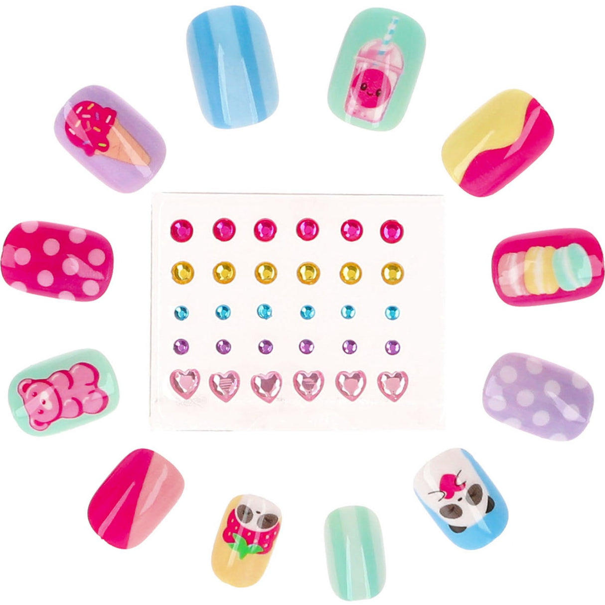 TOPModel Candy Glam Artificial Nails Og Deco Stone Sett