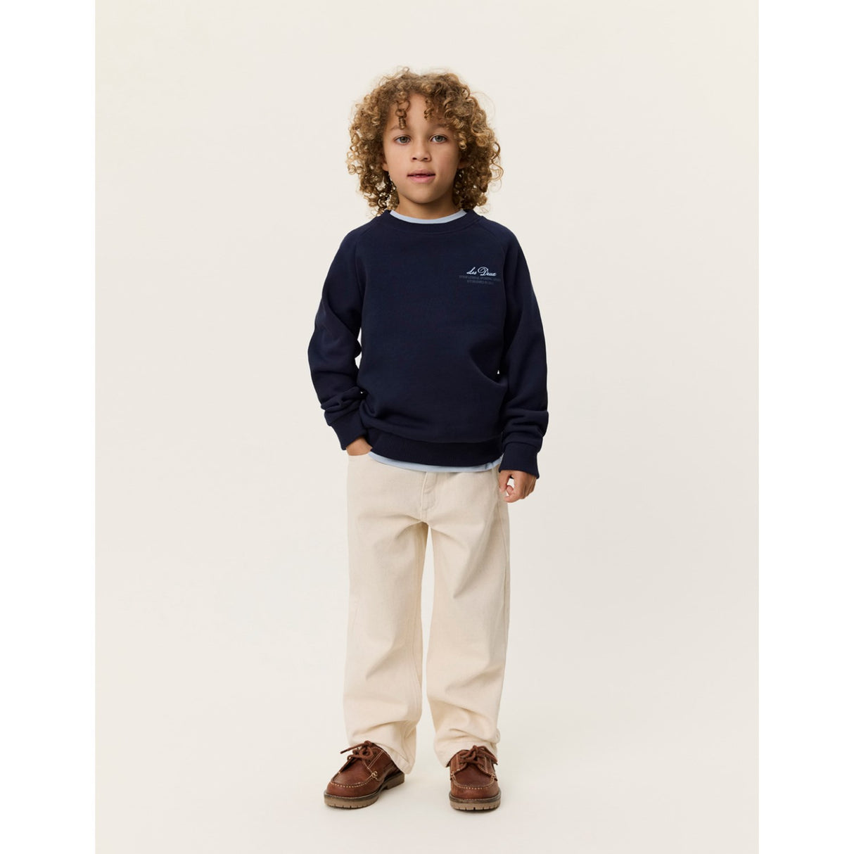 Les Deux Kids Dark Navy Globe Collegegenser