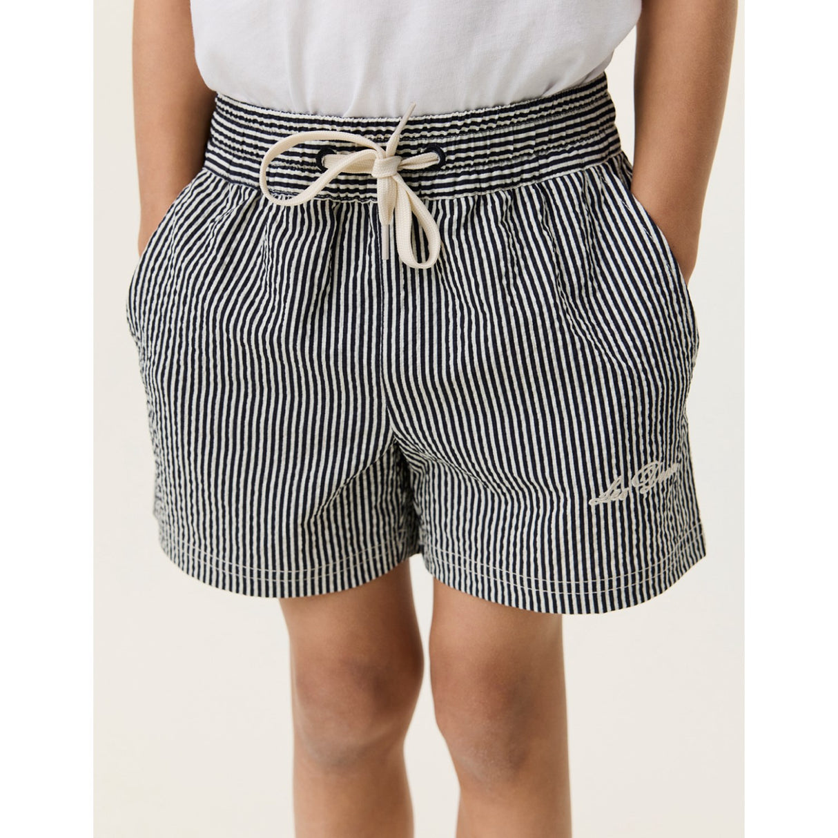 Les Deux Kids Black Stan Stripe Swim Shorts