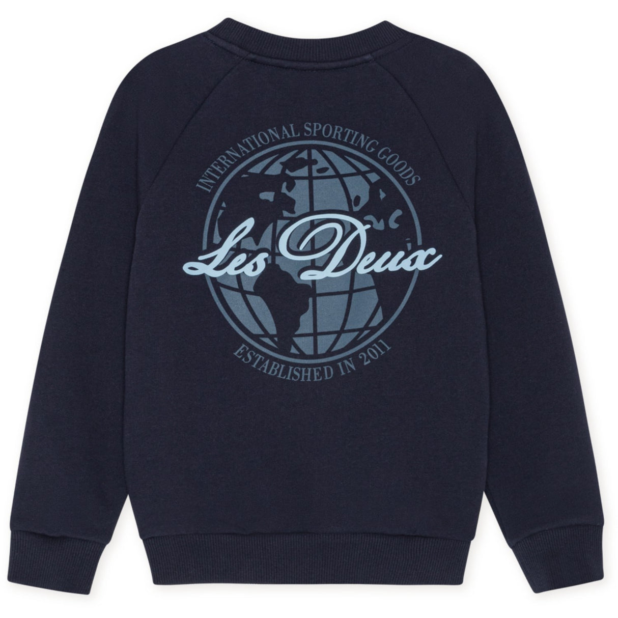 Les Deux Kids Dark Navy Globe Collegegenser