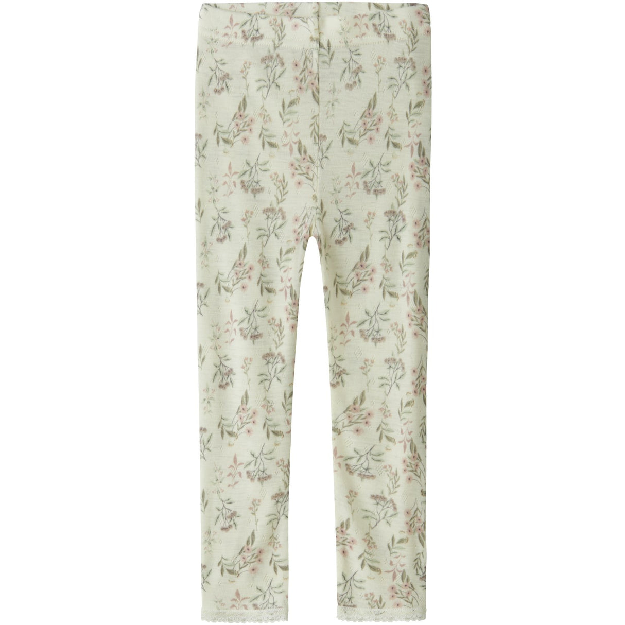 Name It Snow White Flowers + Leafs Nmfwang Ull Needle Leggings Noos