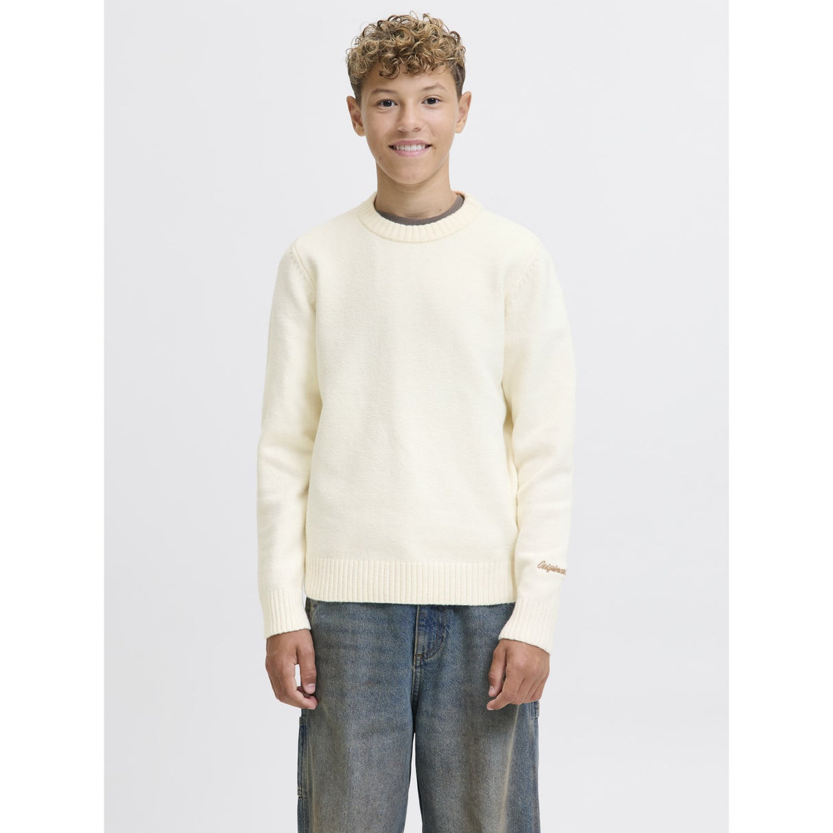 Jack & Jones Junior Sea Salt Jornorrebro Strikk Crew Neck Ln Jnr