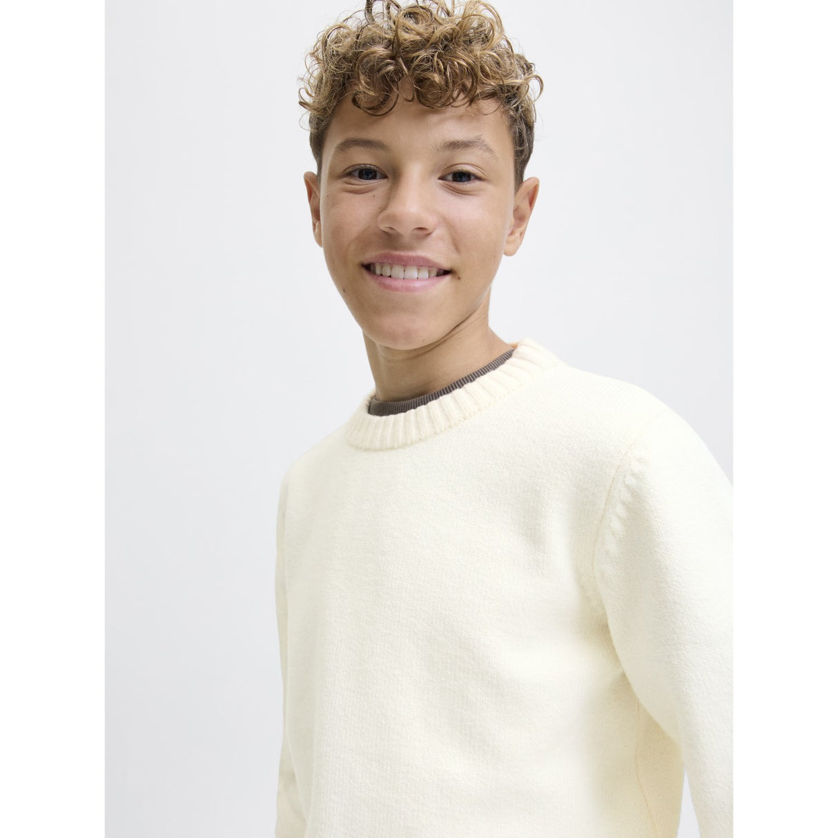 Jack & Jones Junior Sea Salt Jornorrebro Strikk Crew Neck Ln Jnr