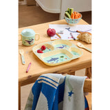 Rice Melamin Baby Dinner Sett In Gift Box - Blue Ocean Print - 4 Pcs